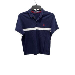 U.S. Polo ASSN. Men's Large Polo Thin Chest Stripe Short Sleeve Cuff Knit Shirt